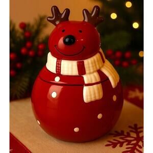 Thompson Ferrier Reindeer Christmas Holiday Ceramic Scented Candle Jar